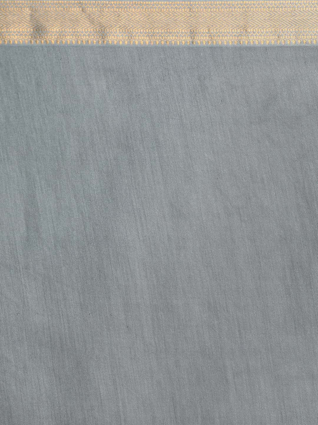 Indethnic Banarasi Grey Solid Work Wear Saree - Saree Detail View
