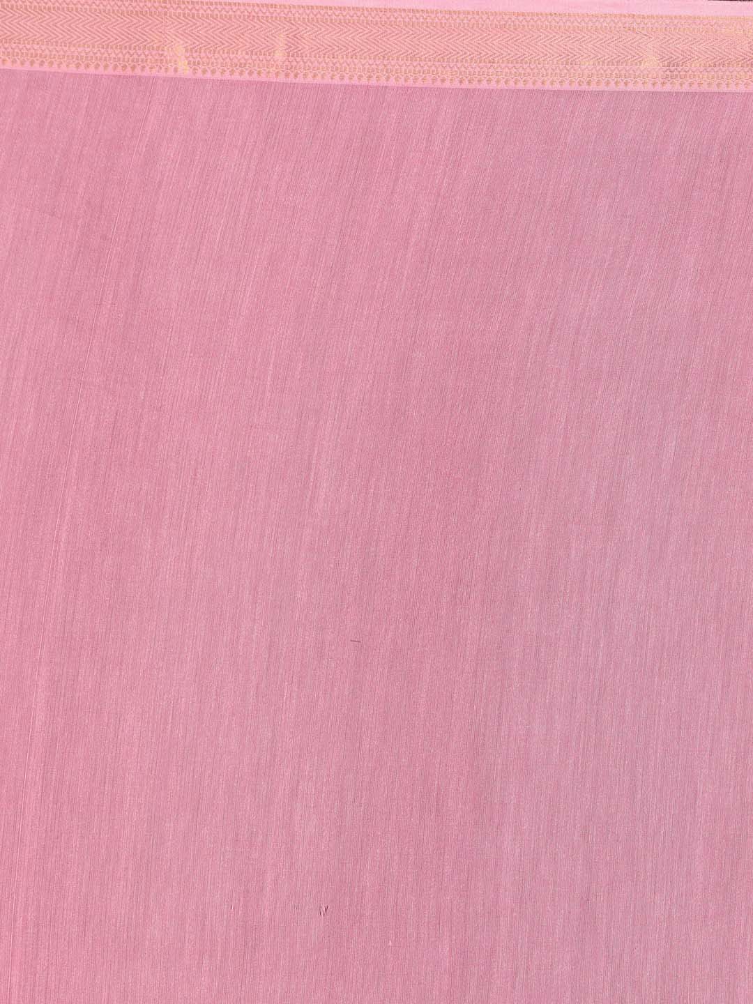 Indethnic Banarasi Pink Solid Work Wear Saree - Saree Detail View