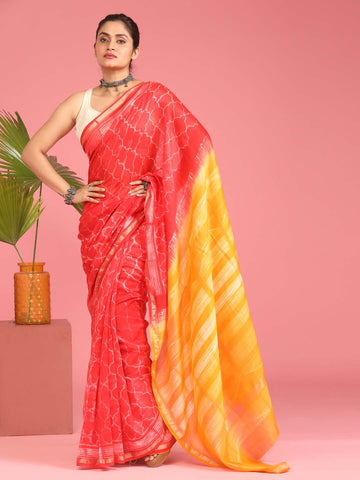 CRIMSON MIRAGE (CHANDERI SILK COTTON SAREE)