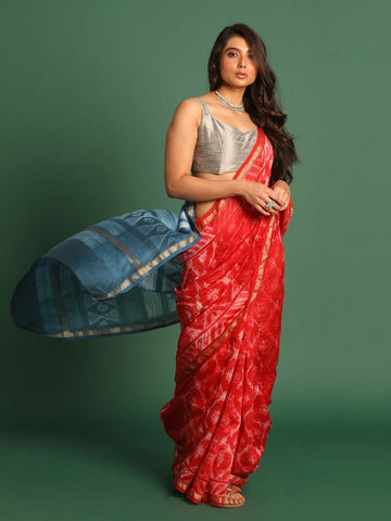 SCARLET ECHO (CHANDERI SILK COTTON SAREE)