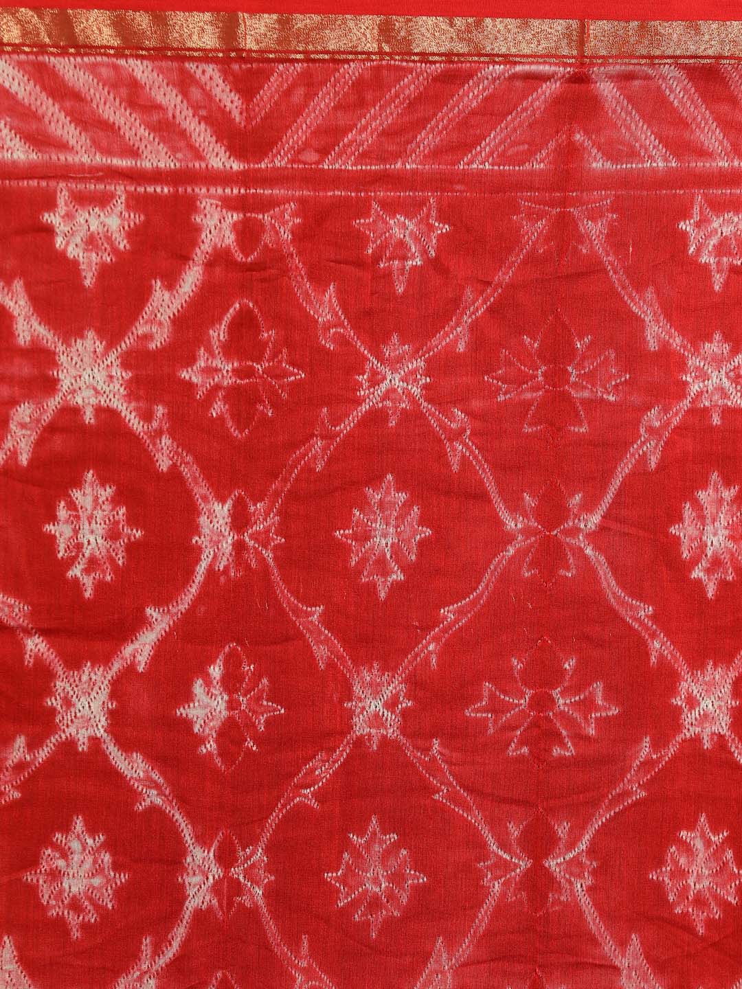 Indethnic Shibori Silk Cotton Saree in Red - Saree Detail View