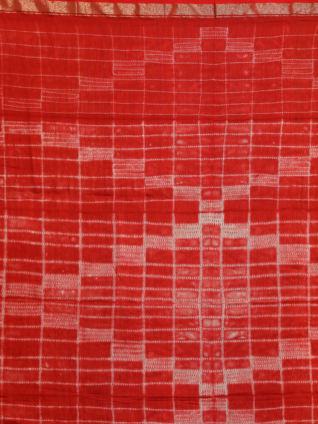 Indethnic Shibori Silk Cotton Saree in Red - Saree Detail View
