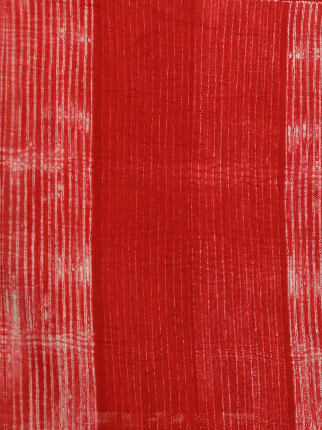 Indethnic Shibori Silk Cotton Saree in Red - Saree Detail View