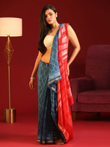 AZURE TRANQUILITY (CHANDERI SILK COTTON SAREE)