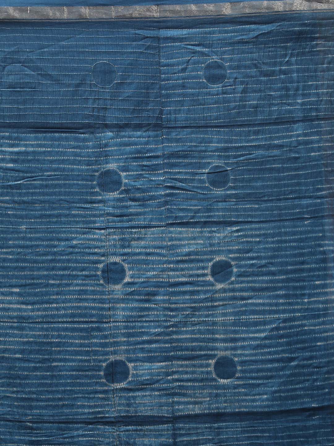 Indethnic Shibori Silk Cotton Saree in Blue - Saree Detail View