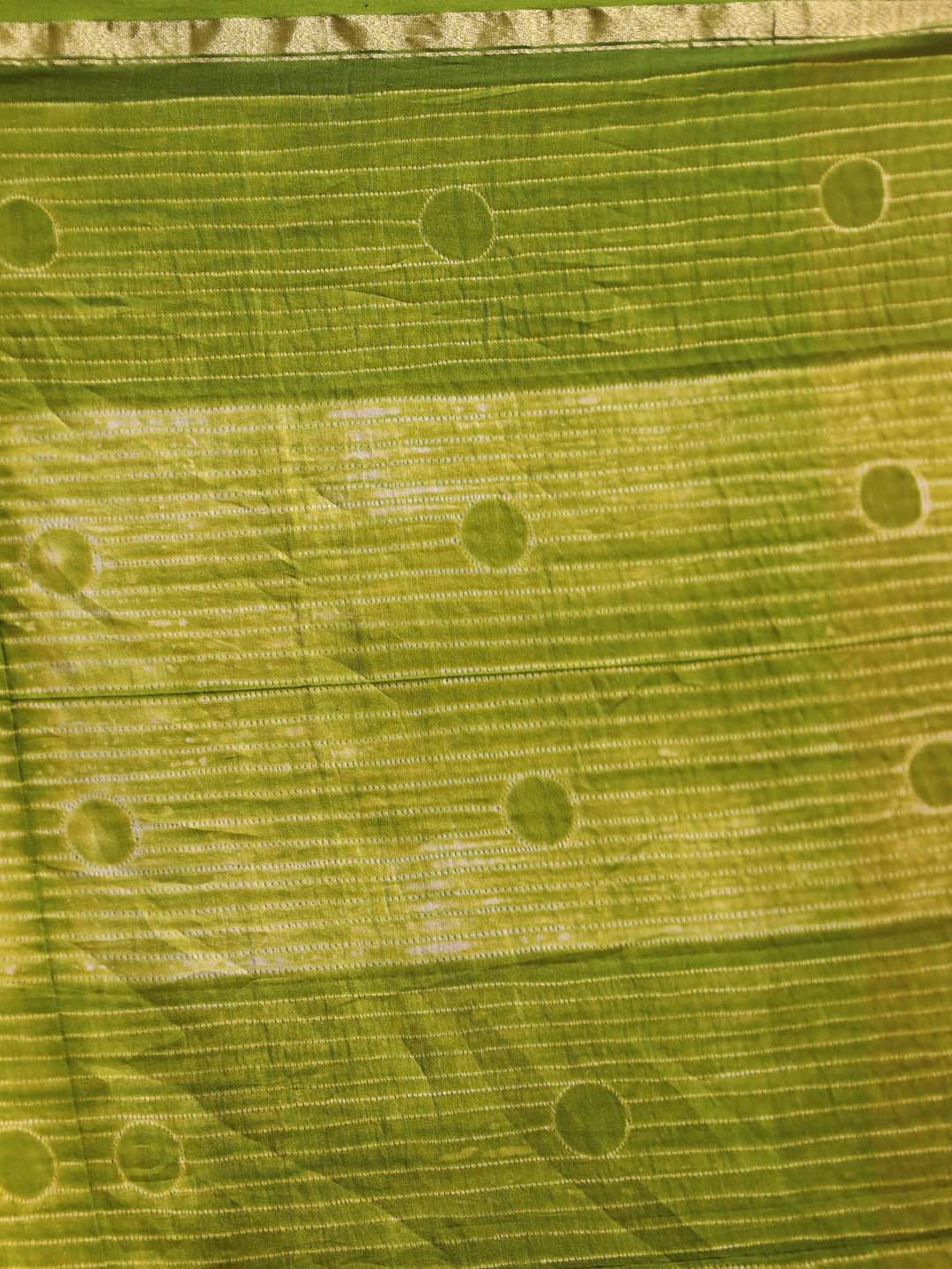 Indethnic Shibori Silk Cotton Saree in Green - Saree Detail View