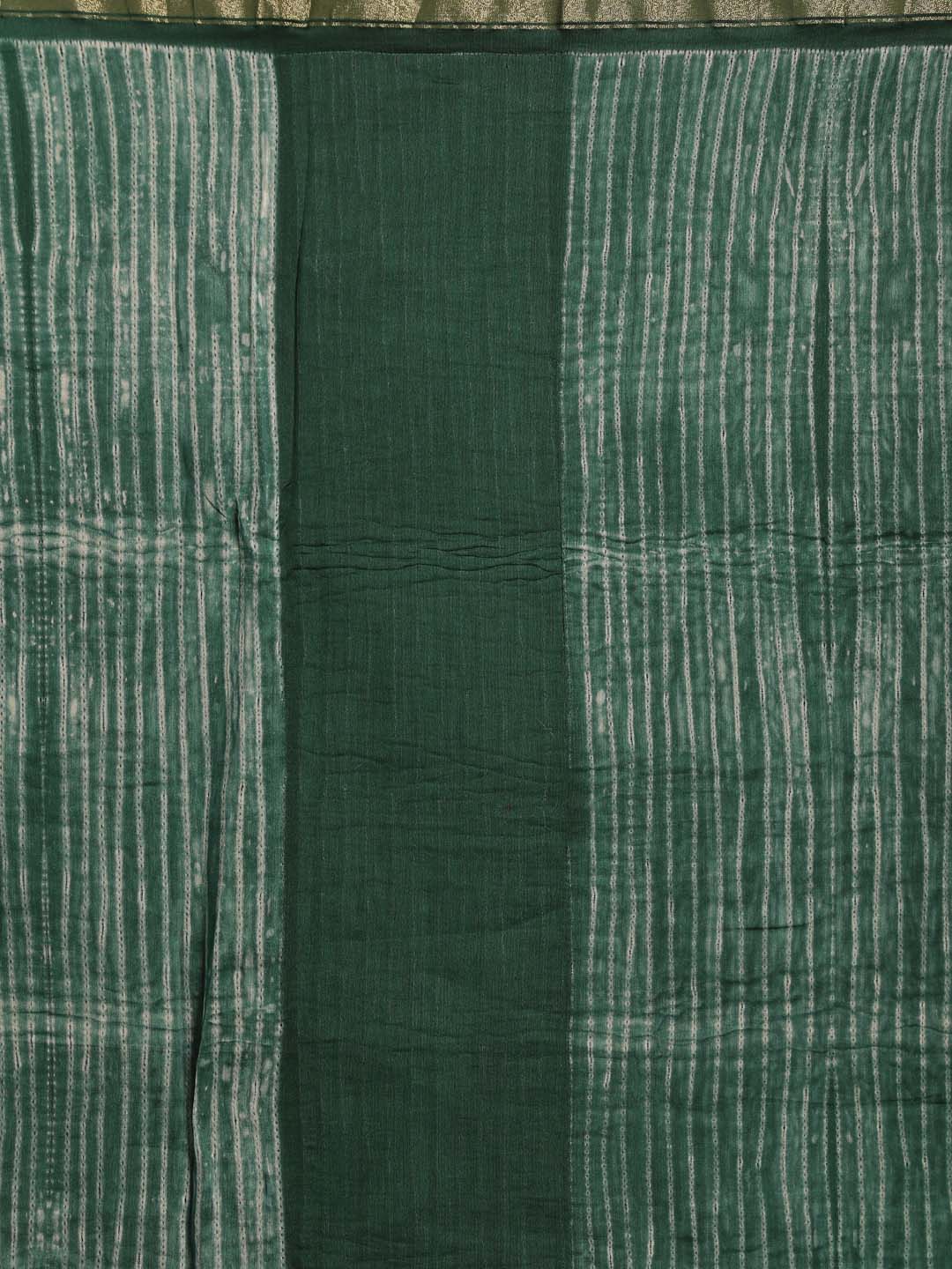 Indethnic Shibori Silk Cotton Saree in Green - Saree Detail View