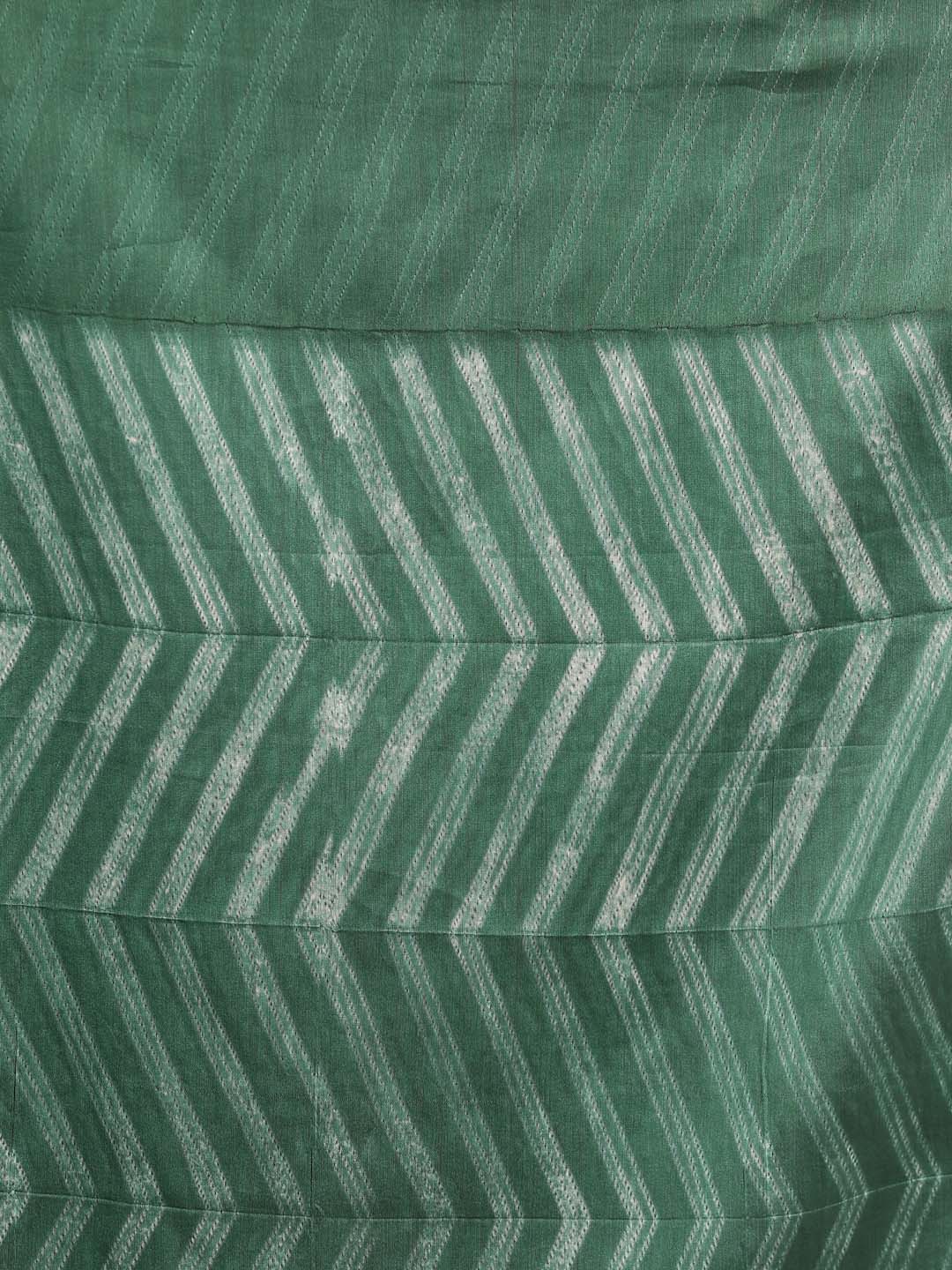 Indethnic Shibori Silk Cotton Saree in Green - Saree Detail View