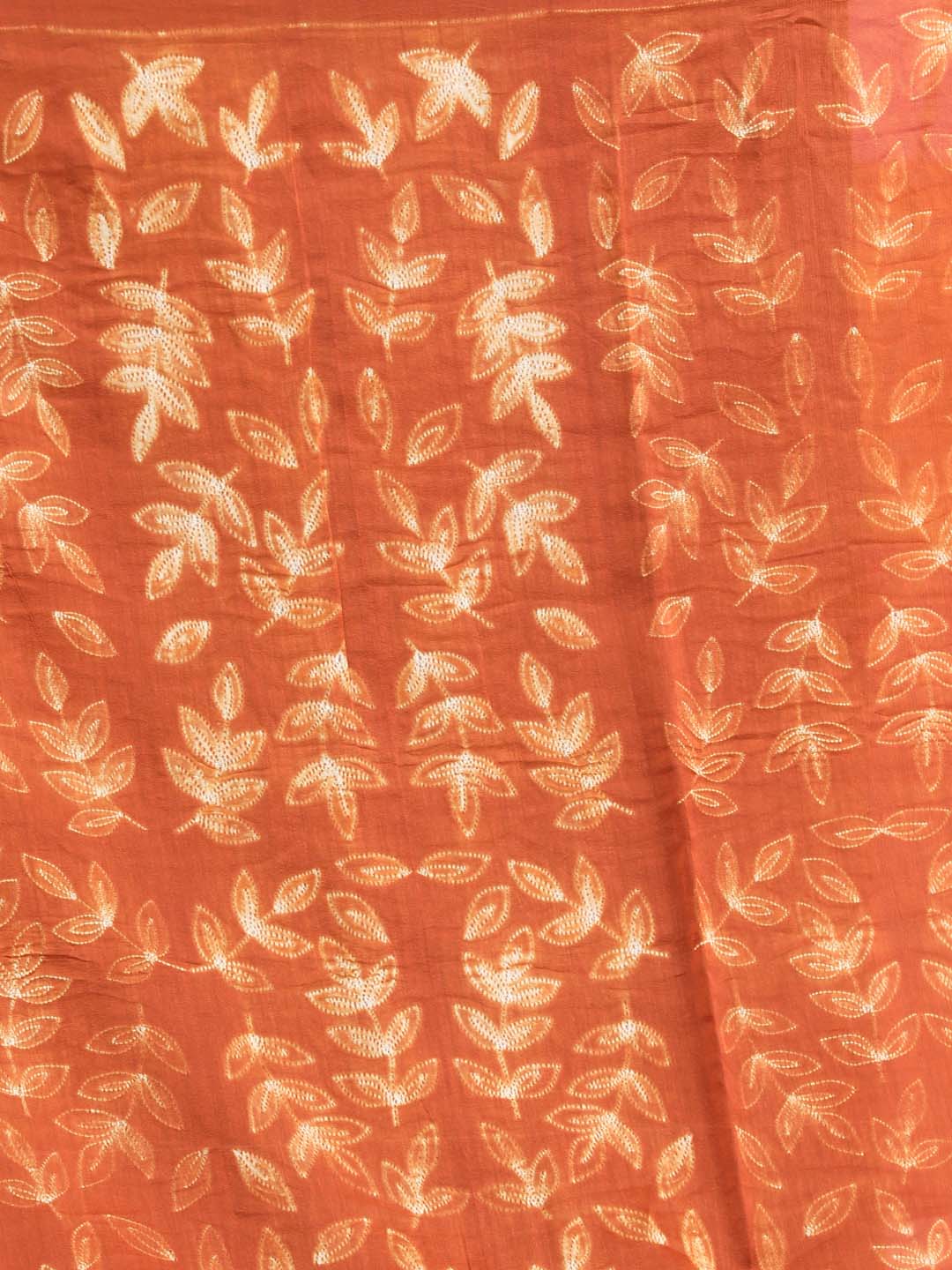 Indethnic Shibori Silk Cotton Saree in Rust - Saree Detail View
