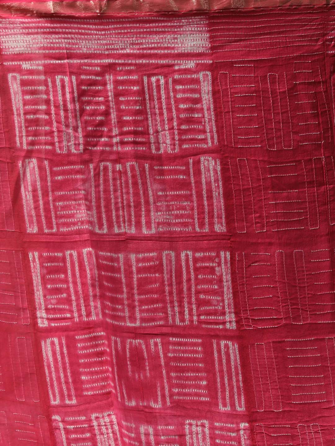 Indethnic Shibori Silk Cotton Saree in Pink - Saree Detail View