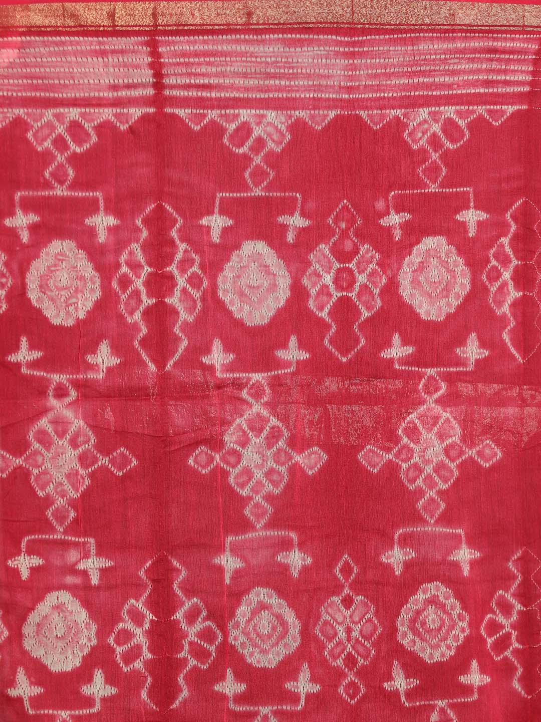 Indethnic Shibori Silk Cotton Saree in Pink - Saree Detail View