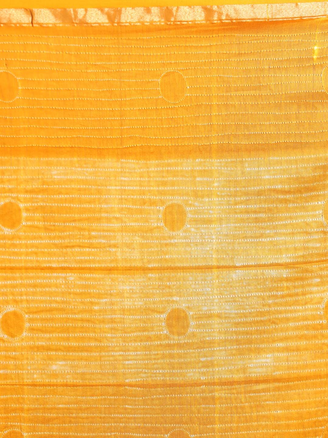 Indethnic Shibori Silk Cotton Saree in Yellow - Saree Detail View