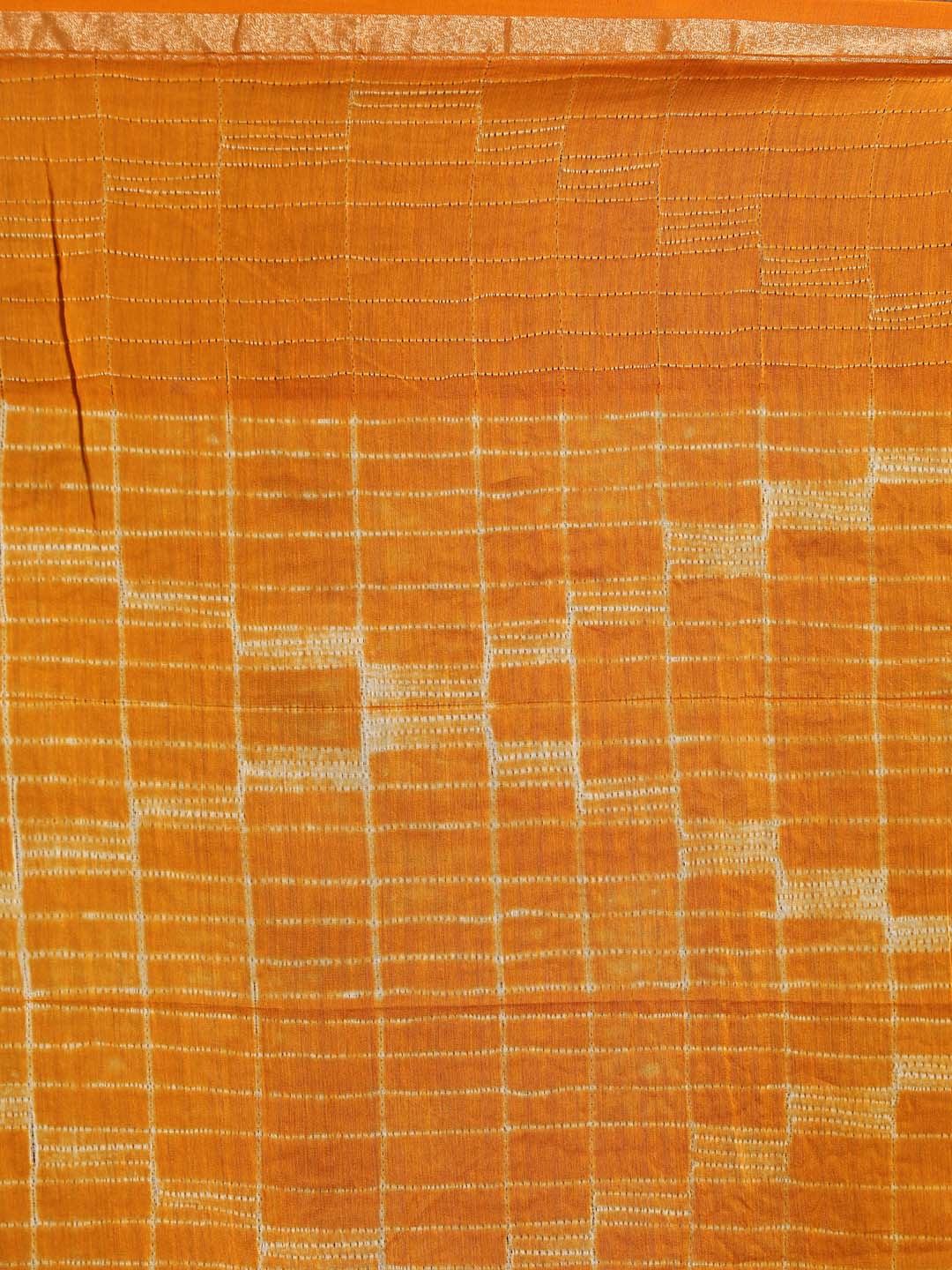 Indethnic Shibori Silk Cotton Saree in Yellow - Saree Detail View