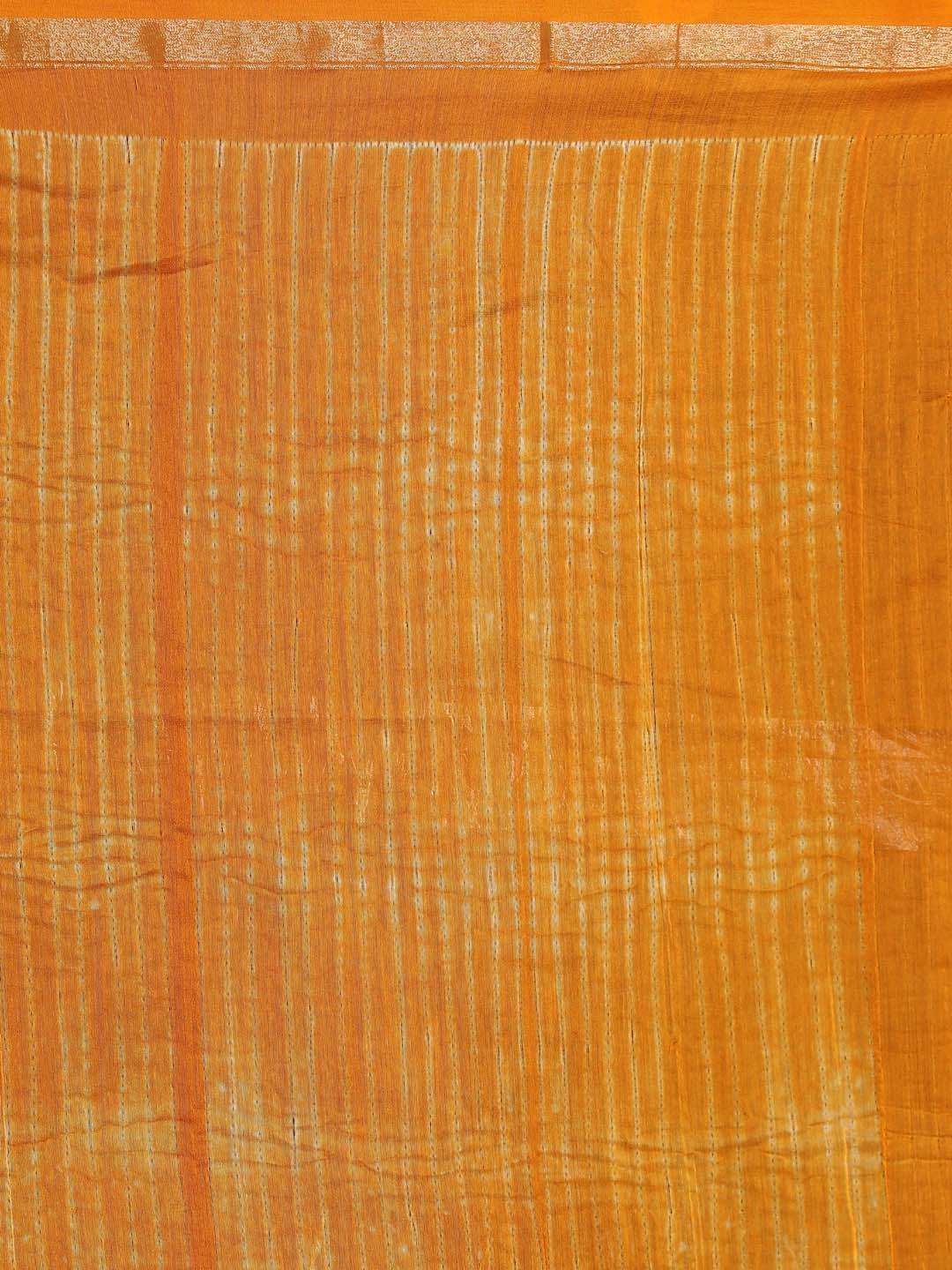 Indethnic Shibori Silk Cotton Saree in Yellow - Saree Detail View