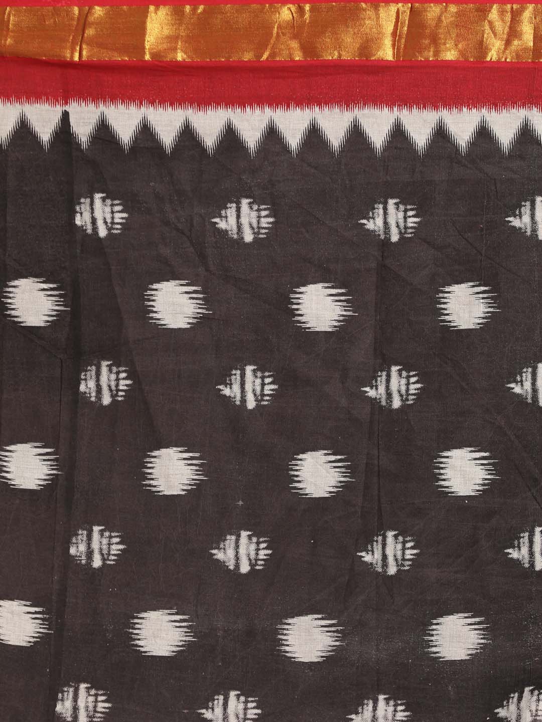 Indethnic Printed Pure Cotton Saree in Black - Saree Detail View