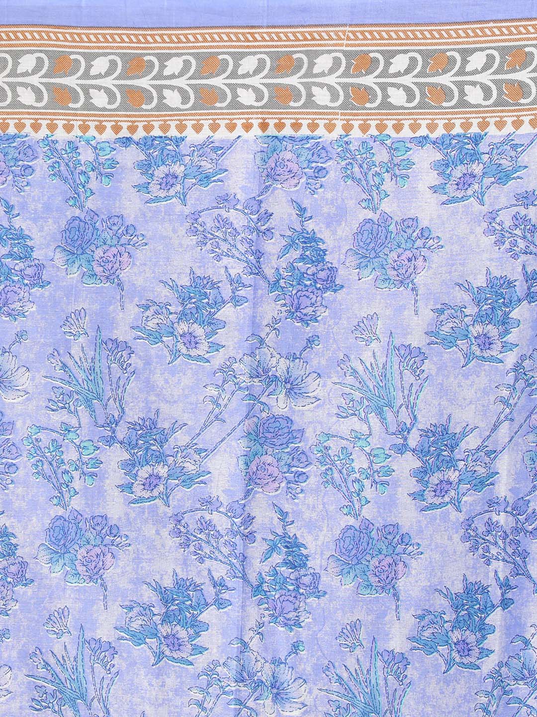Indethnic Printed Pure Cotton Saree in Lavendar - Saree Detail View
