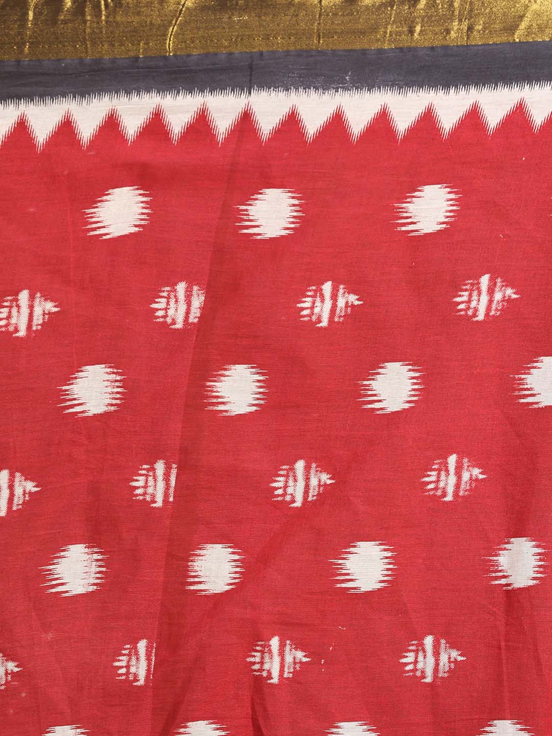 Indethnic Printed Pure Cotton Saree in Maroon - Saree Detail View