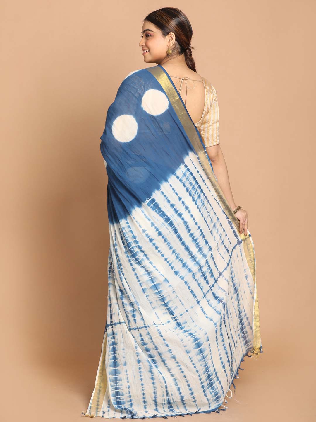 Indethnic Printed Pure Cotton Saree in Multi - View 2