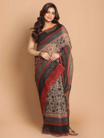 BLACK ALLURE (NET COTTON BLEND SAREE)