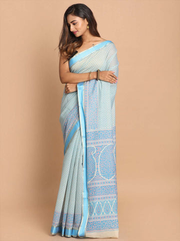 PEACEFUL BLUE LAKE (GADWAL COTTON BLEND SAREE)