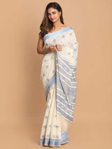PRINTED COTTON BLEND SAREE IN BLUE (GADWAL COTTON BLEND SAREE)