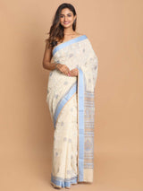 PRINTED COTTON BLEND SAREE IN BLUE (GADWAL COTTON BLEND SAREE)