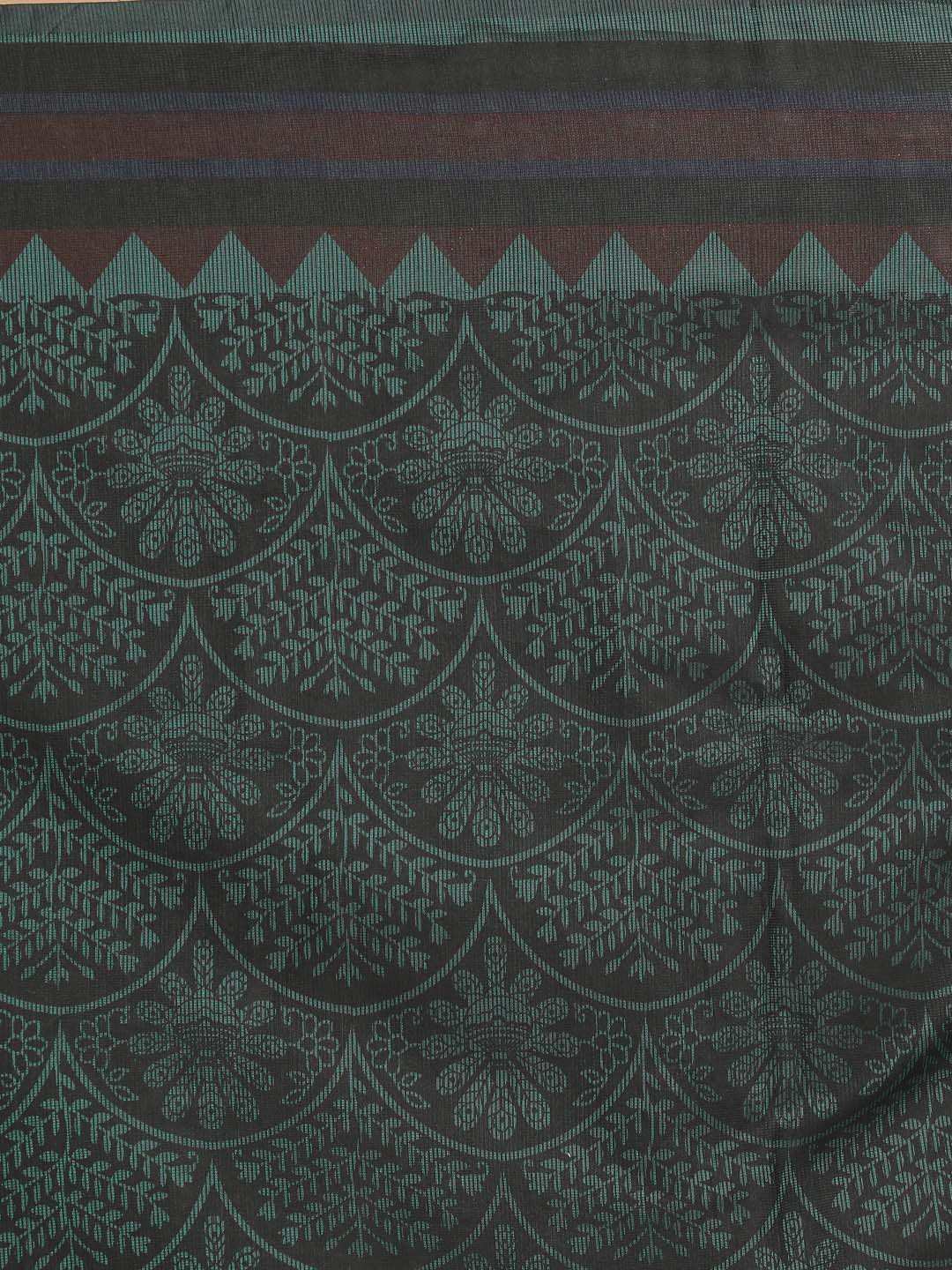 Indethnic Printed Cotton Blend Saree in Green - Saree Detail View