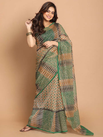 EMERALD SPECTRUM (NET COTTON BLEND SAREE)