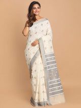 PRINTED COTTON BLEND SAREE IN GREY (GADWAL COTTON BLEND SAREE)