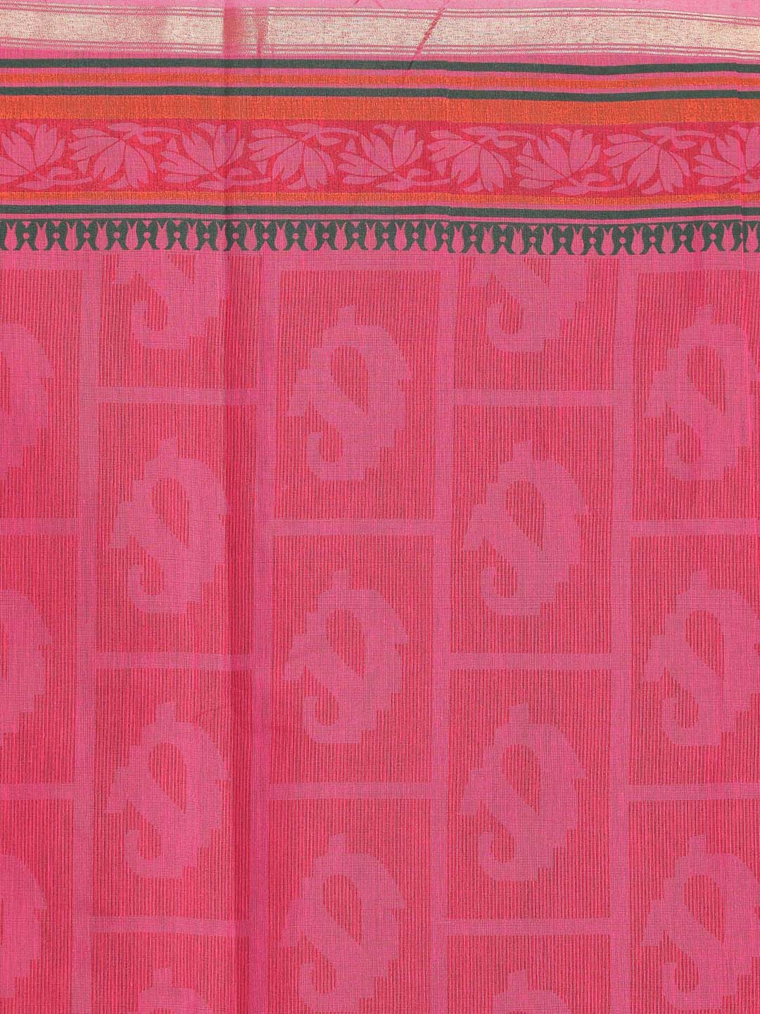 Indethnic Printed Cotton Blend Saree in Magenta - Saree Detail View