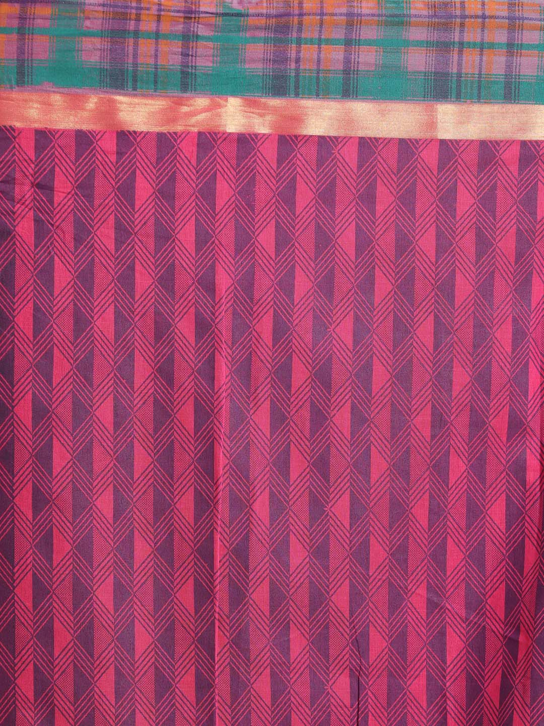 Indethnic Printed Cotton Blend Saree in Magenta - Saree Detail View