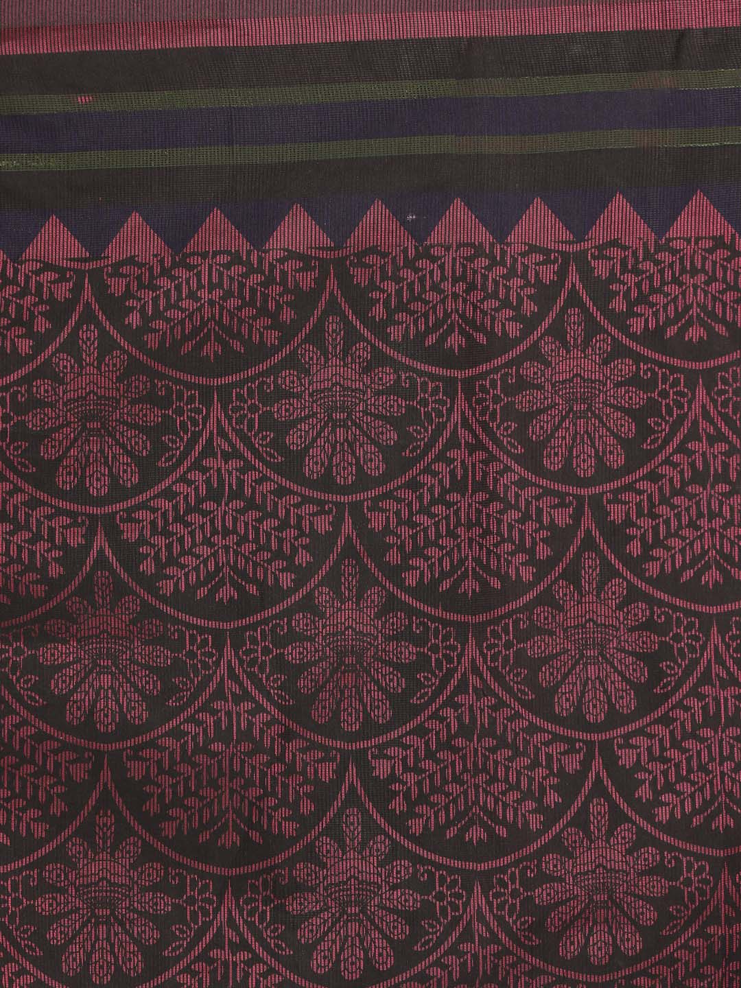 Indethnic Printed Cotton Blend Saree in Magenta - Saree Detail View