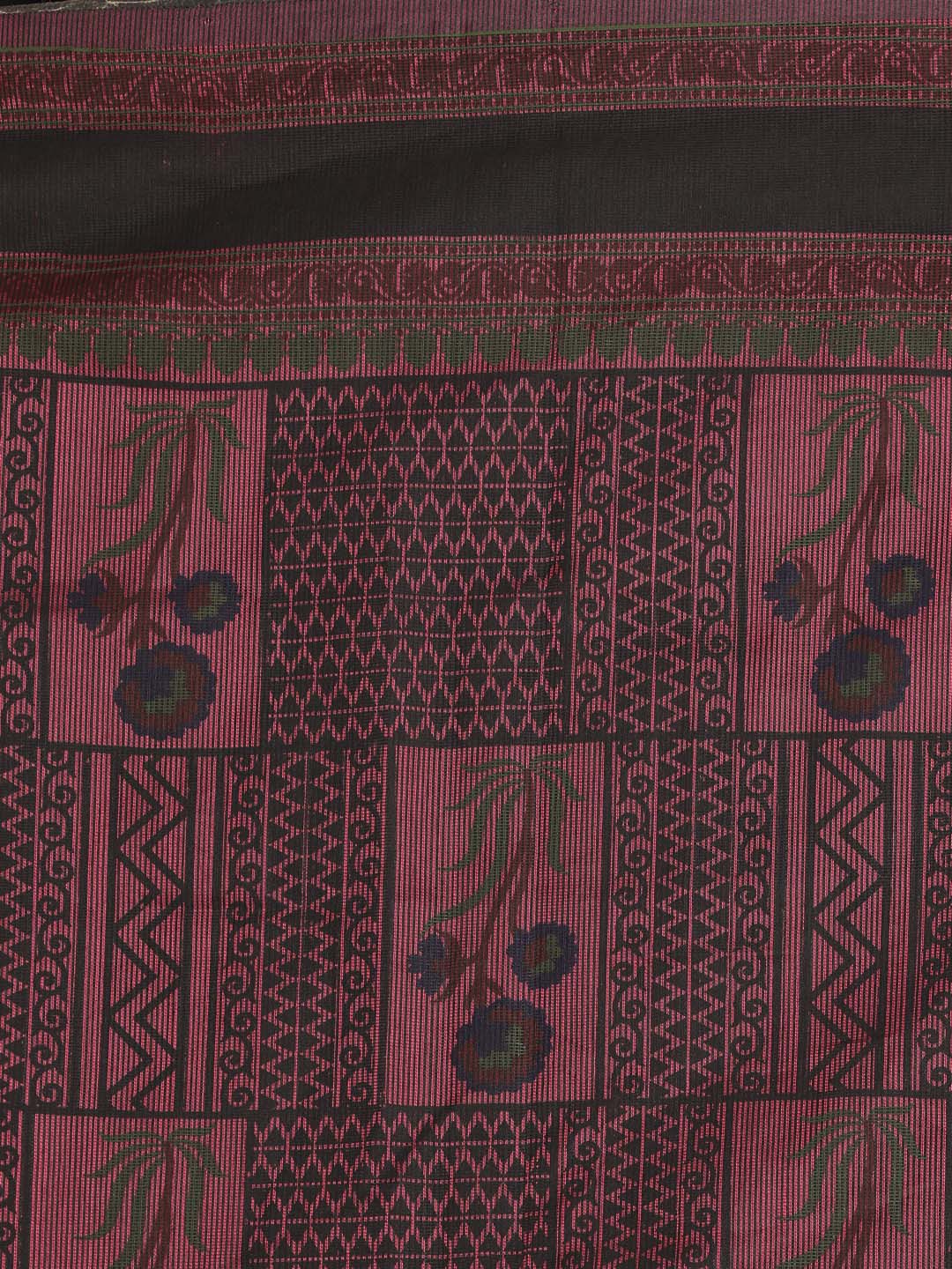 Indethnic Printed Cotton Blend Saree in Magenta - Saree Detail View