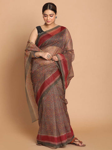 OLIVE ESSENCE (NET COTTON BLEND SAREE)
