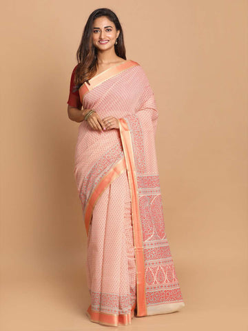 CALMING PEACHY LOVE (GADWAL COTTON BLEND SAREE)