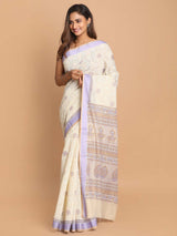 PRINTED COTTON BLEND SAREE IN PURPLE (GADWAL COTTON BLEND SAREE)