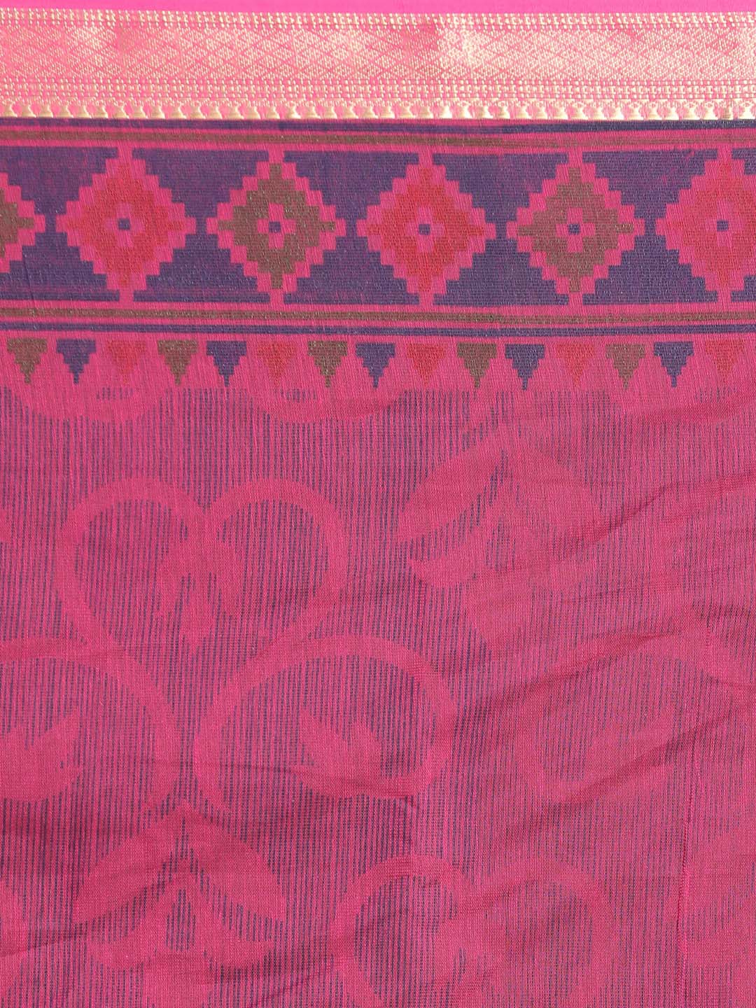 Indethnic Printed Cotton Blend Saree in Purple - Saree Detail View