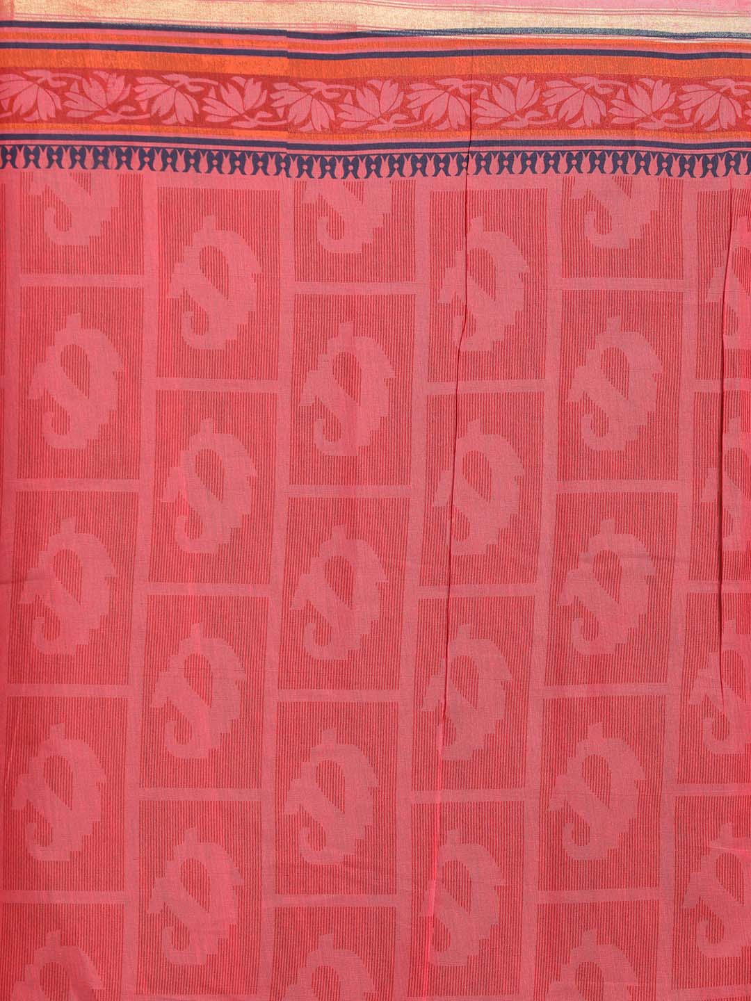 Indethnic Printed Cotton Blend Saree in Rust - Saree Detail View