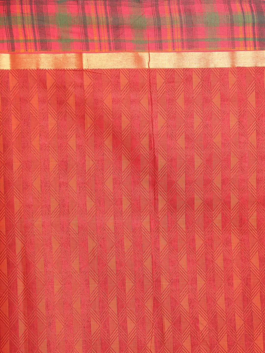 Indethnic Printed Cotton Blend Saree in Rust - Saree Detail View