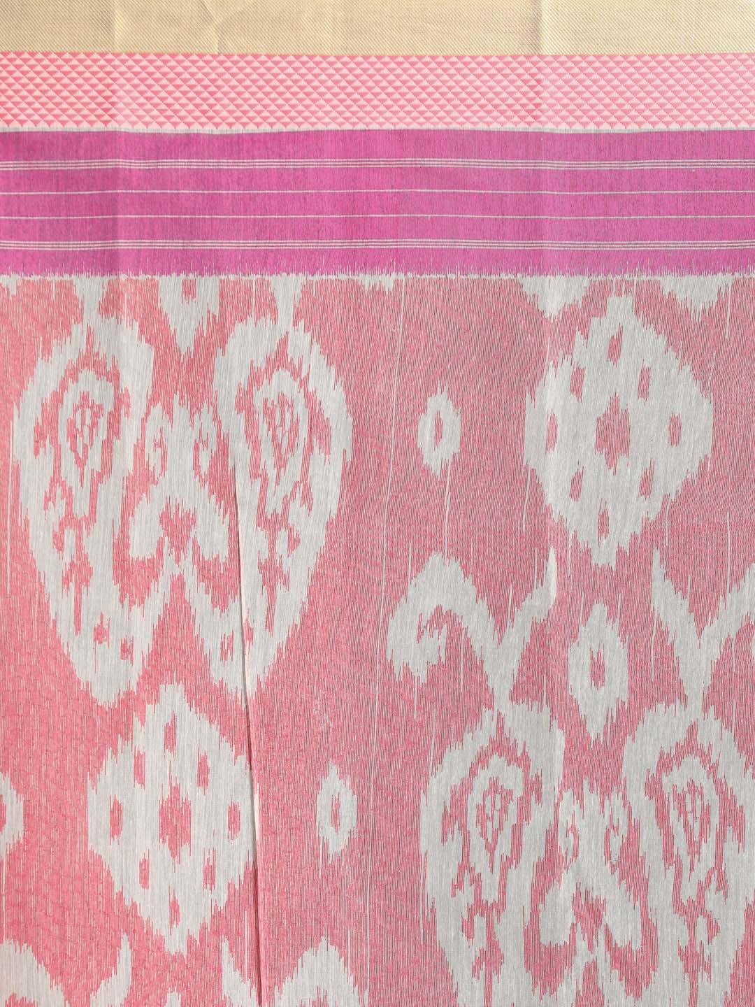 Indethnic Printed Cotton Blend Saree in Pink - Saree Detail View