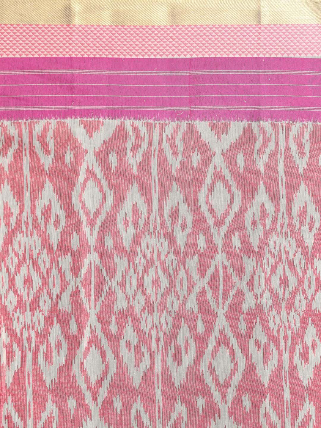 Indethnic Printed Cotton Blend Saree in Pink - Saree Detail View