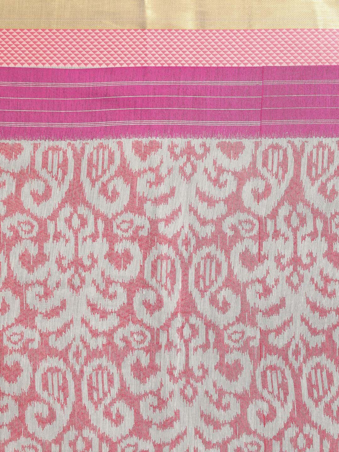 Indethnic Printed Cotton Blend Saree in Pink - Saree Detail View