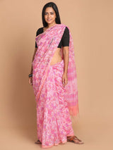 ROSY ENCHANTMENT (NET COTTON BLEND SAREE)