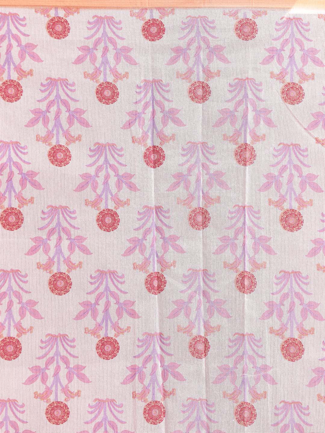 Indethnic Printed Super Net Saree in Lavender - Saree Detail View