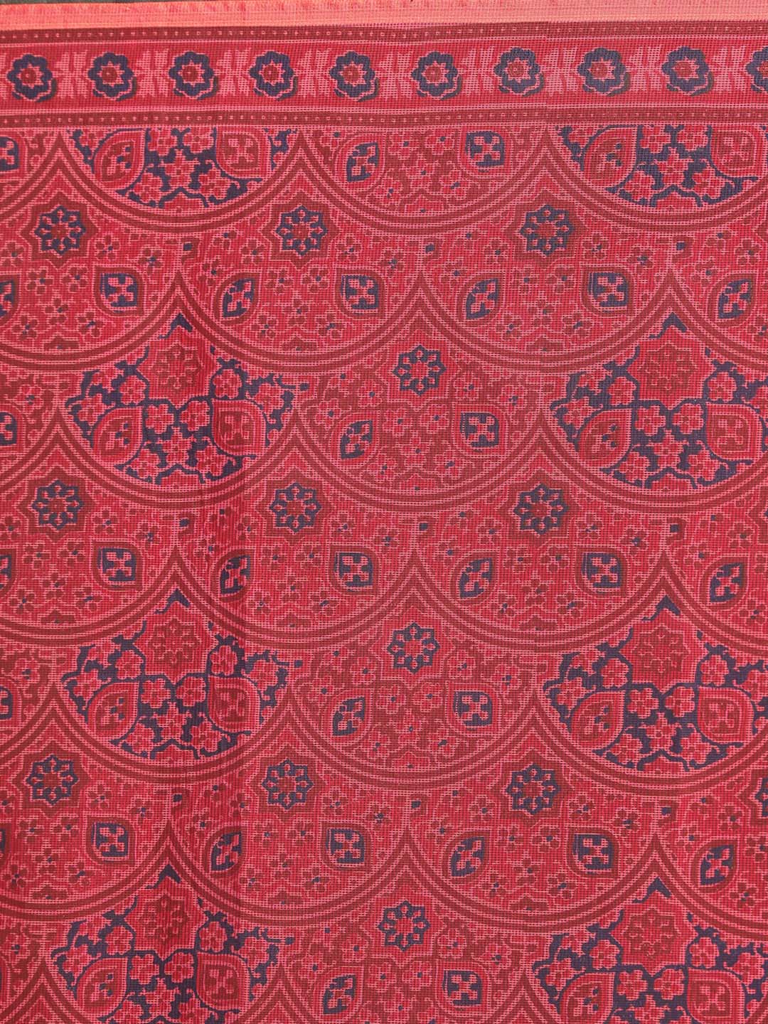 Indethnic Printed Super Net Saree in Magenta - Saree Detail View