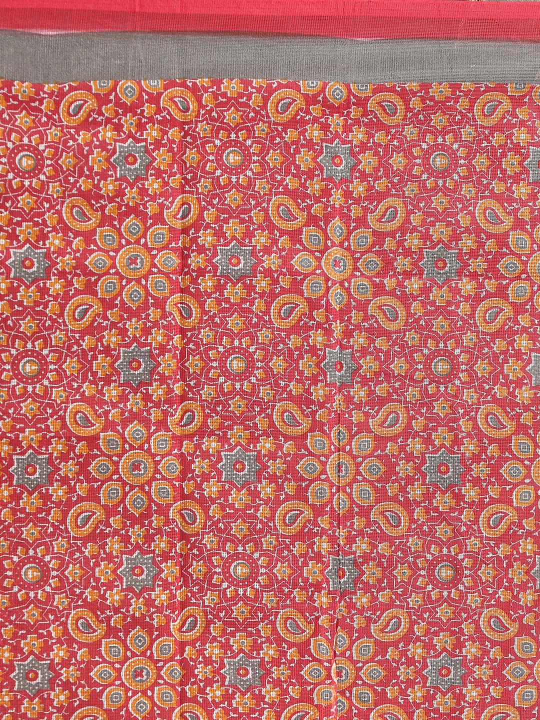 Indethnic Printed Super Net Saree in Magenta - Saree Detail View