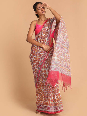 CRIMSON ELEGANCE (NET COTTON BLEND SAREE)