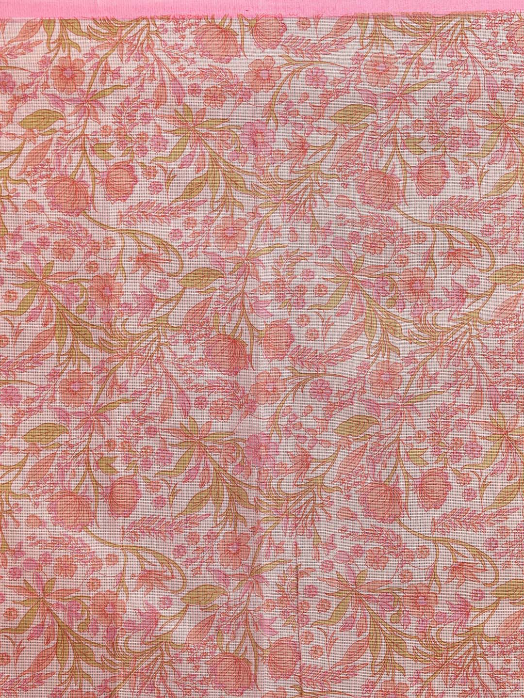 Indethnic Printed Super Net Saree in Peach - Saree Detail View