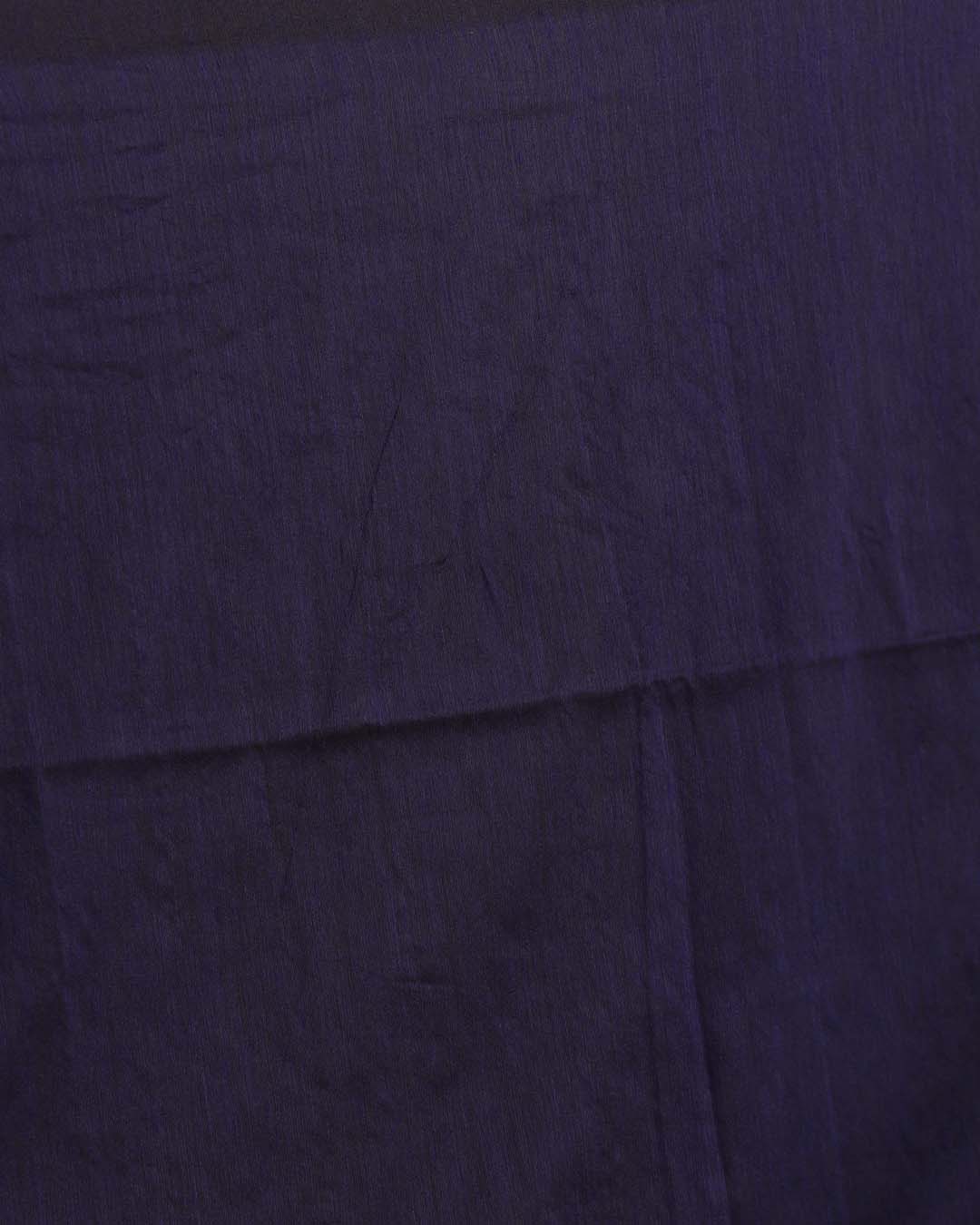 Indethnic Blue Cotton Blend Solid Design Sarees - Saree Detail View