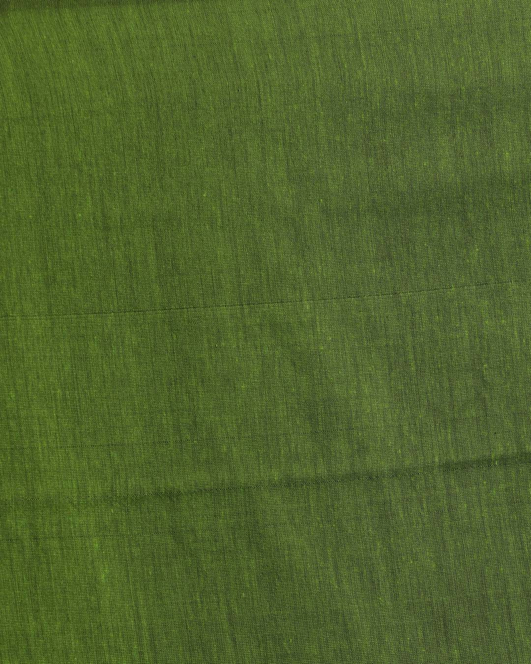 Indethnic Green Cotton Blend Solid Design Sarees - Saree Detail View